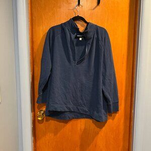 Terra & Sky Navy Blue Half-Zip Pullover Sweatshirt, Size 2X